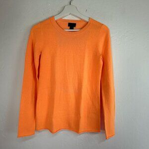 J.Crew Collection Womens Crew Neck Italian Cashmere Sweater XS Orange Pullover